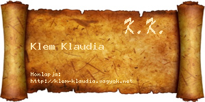 Klem Klaudia névjegykártya